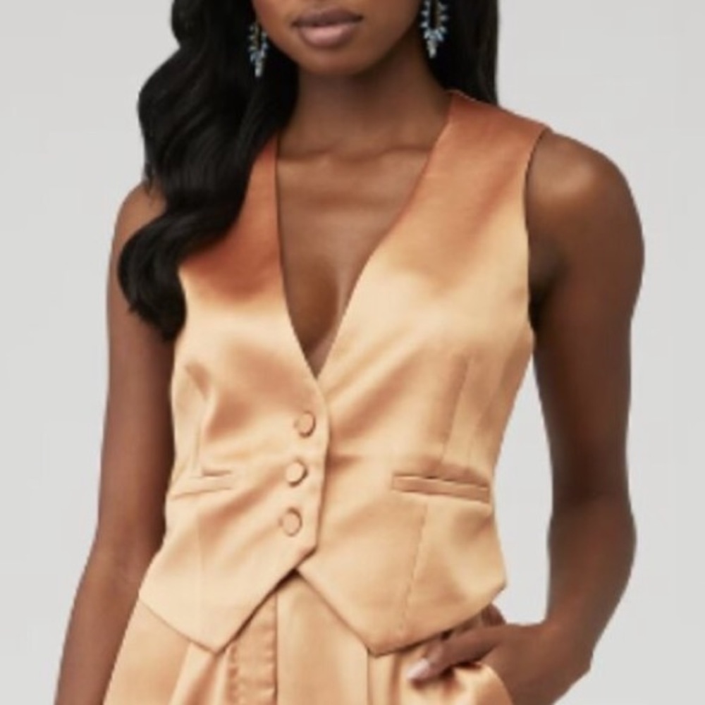 Ronny Kobo Collection Foxy Copper Satin Vest S 51540